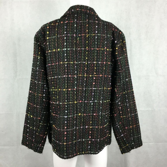 Chicos Jacket Womens Sz 2 US L 12 Black Multicolor Textured Blazer - Picture 5 of 9